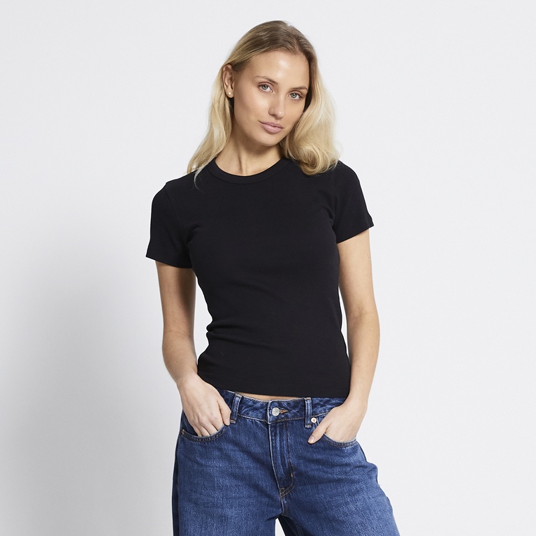 Rib tee "Alvia Rib Top" Black